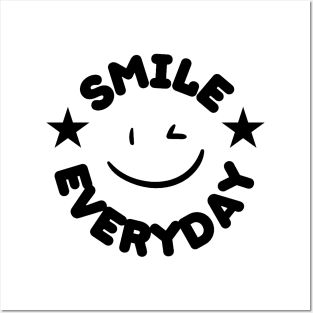 Smile Everyday circle design black color Posters and Art